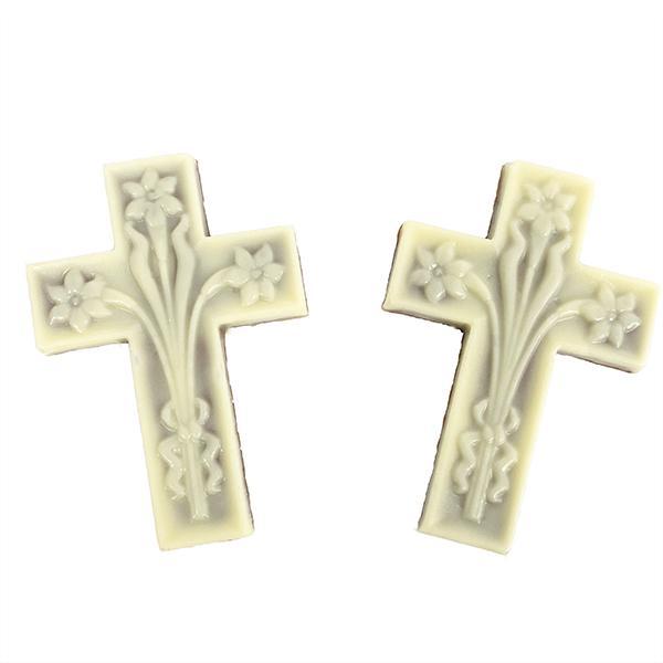 milk chocolate cross with white chocolate layer. Chocolate gifts for religious celebrations